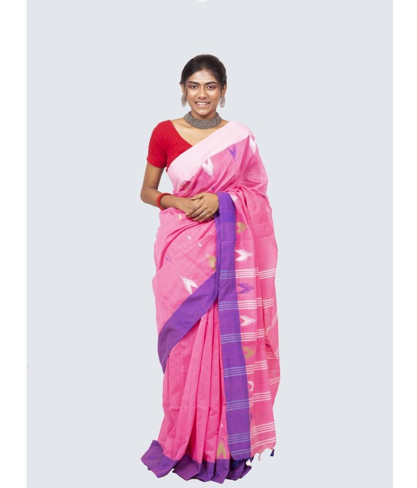     			AngaShobha - Pink Cotton Blend Saree With Blouse Piece ( Pack of 1 )