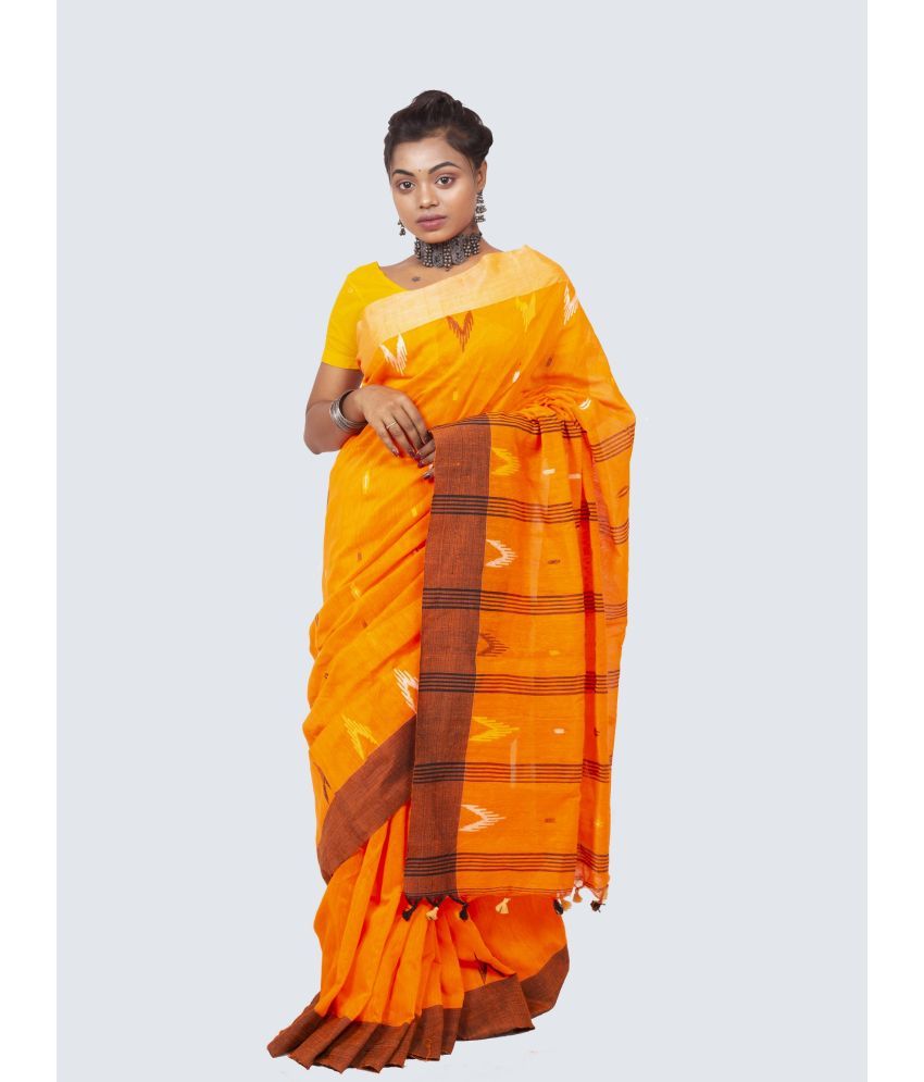     			AngaShobha - Yellow Cotton Blend Saree With Blouse Piece ( Pack of 1 )