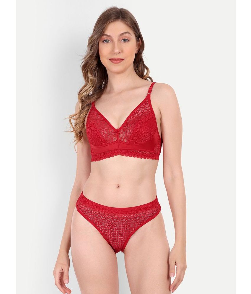     			Aprozone - Red Lingerie Set Nylon Women's Bra & Panty Set ( Pack of 1 )