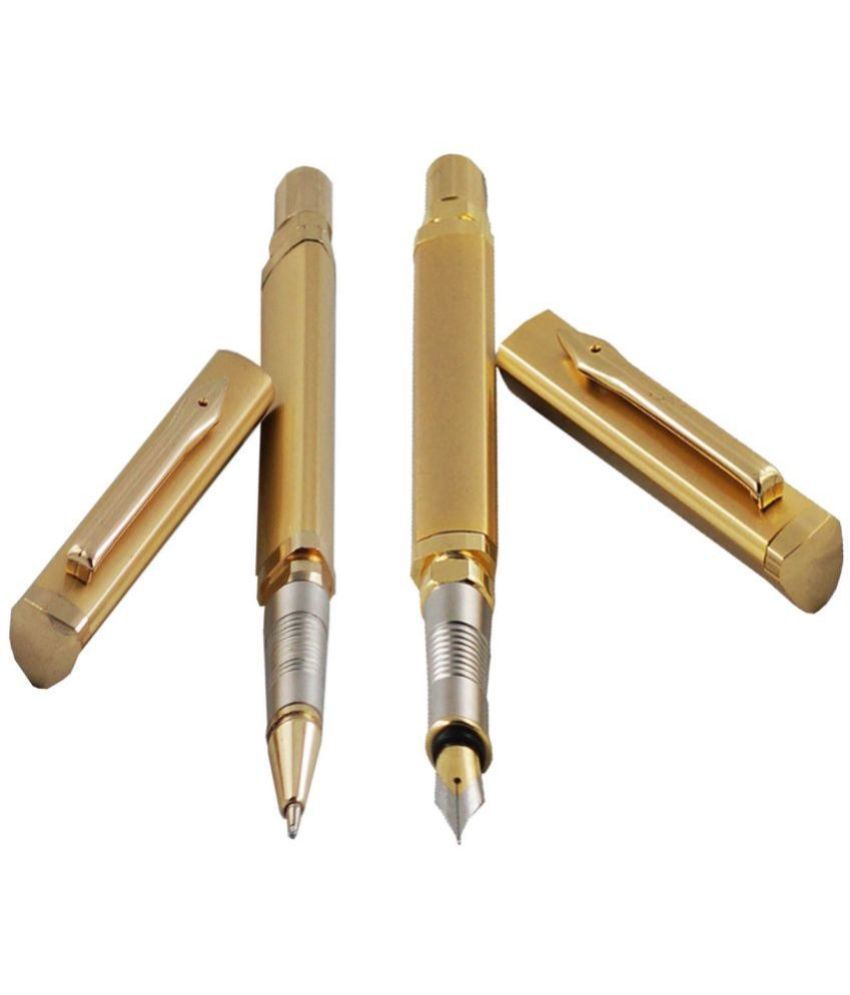     			Auteur 999 Gold Plated Roller Ball Pen and Fountain Ink Pen Gift Set - Premium Writing Instruments .