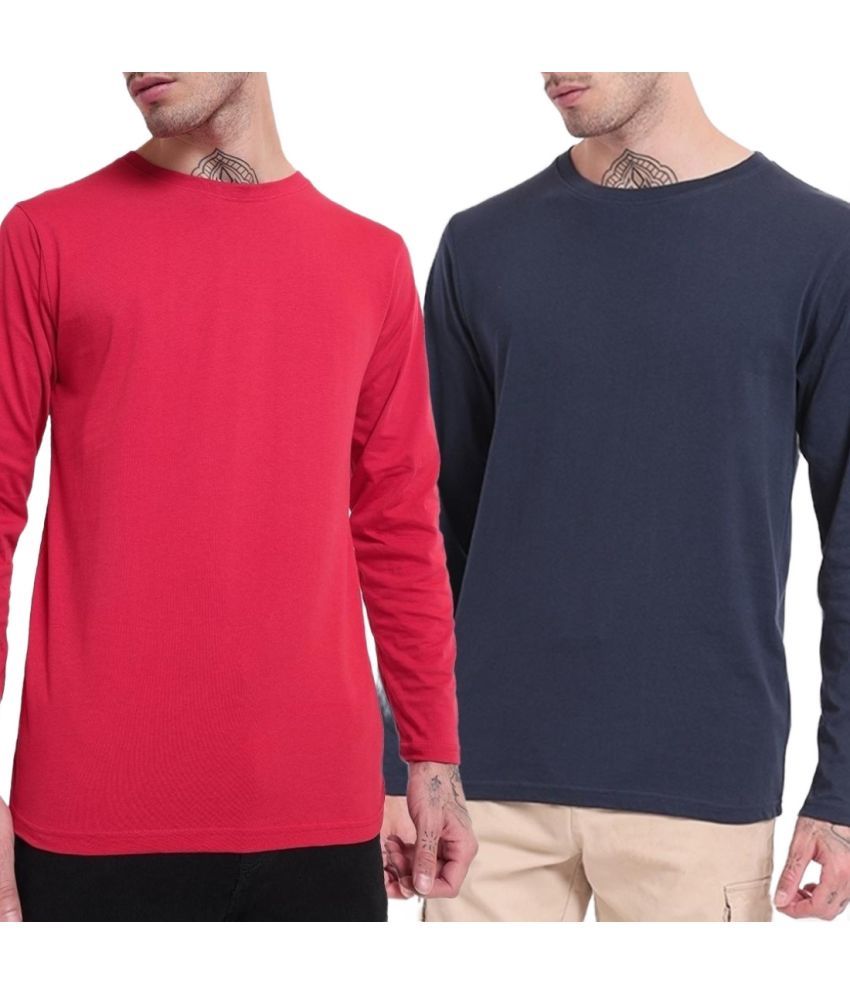     			Bewakoof - Red 100% Cotton Regular Fit Men's T-Shirt ( Pack of 2 )