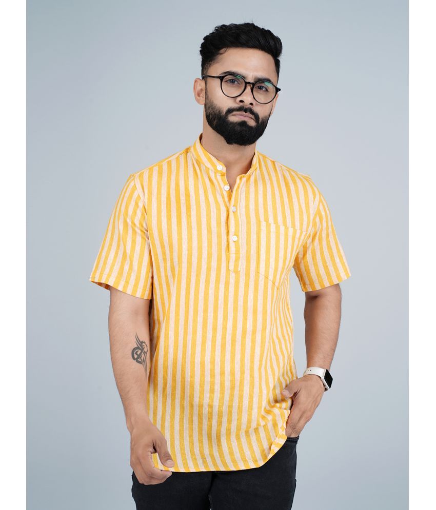     			SNIGGLE - Yellow Cotton Men's Shirt Style Kurta ( Pack of 1 )