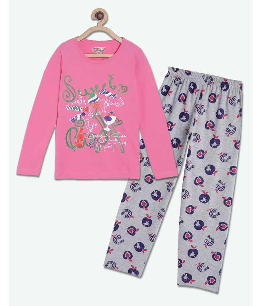     			Sini Mini - Pink Cotton Girls Top With Pajama ( Pack of 1 )