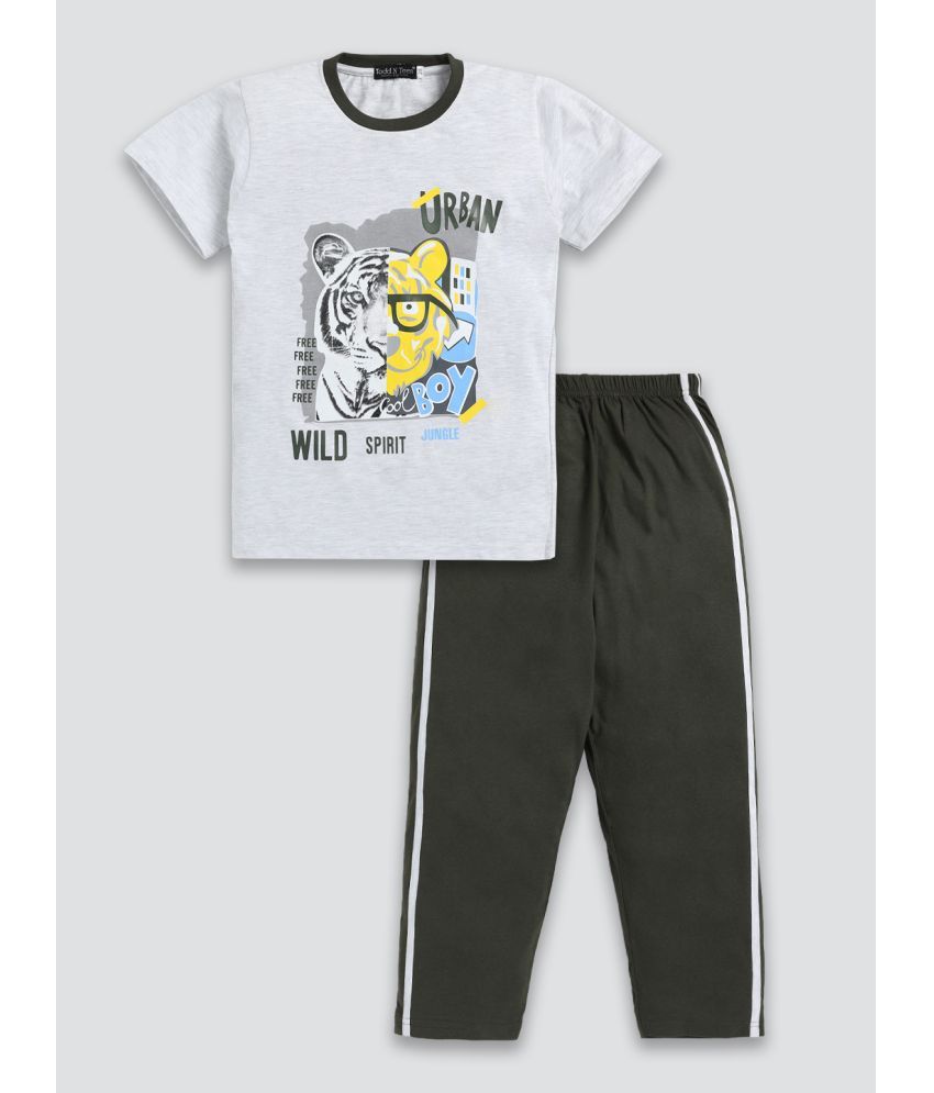     			Todd N Teen Pack of 1 Boys Cotton T-Shirt & Trackpants ( Light Grey )