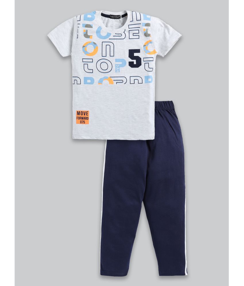     			Todd N Teen - Light Grey Cotton Boys T-Shirt & Trackpants ( Pack of 1 )