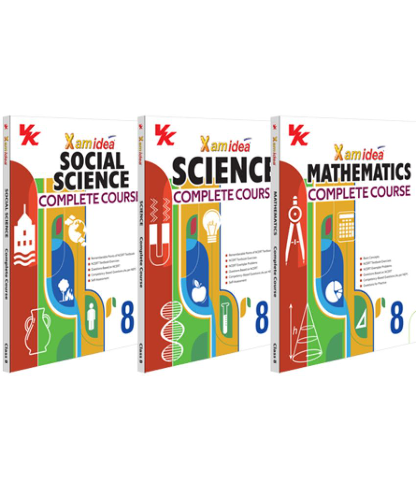     			Xam idea Science, Social Science, Mathematics Complete Course Book | Set of 3 Books | Class 8 | Examination 2023-2024