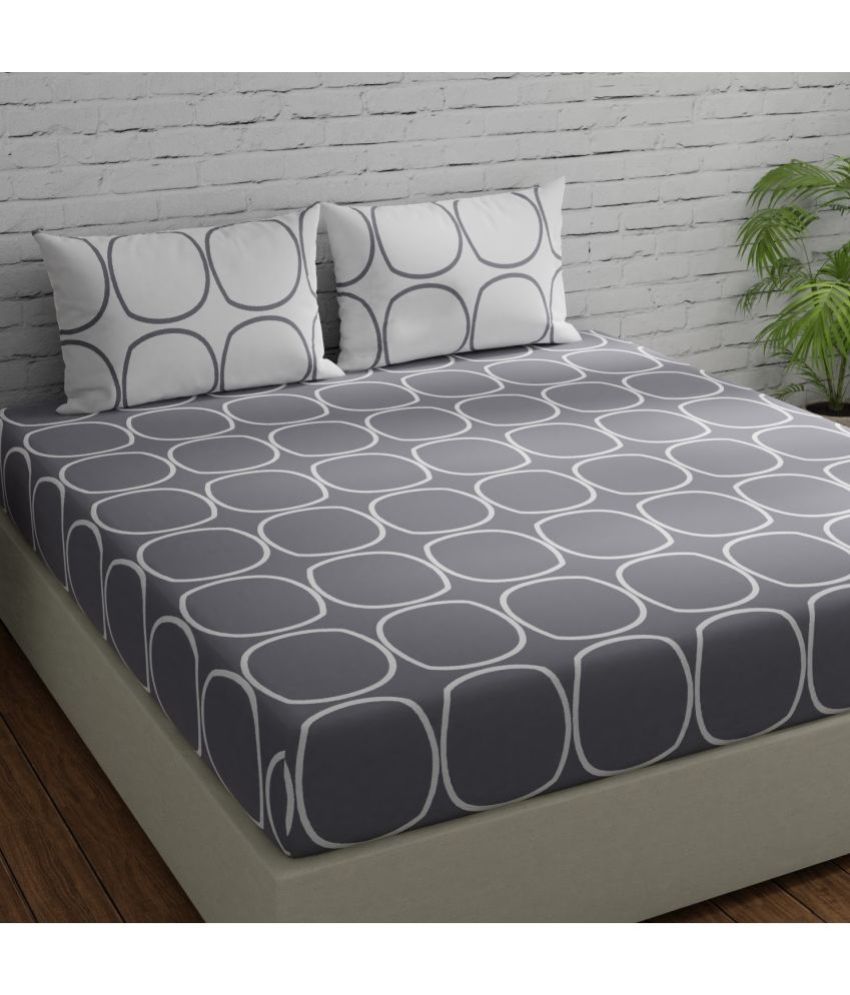     			Huesland - Gray Cotton Single Bedsheet with 1 Pillow Cover