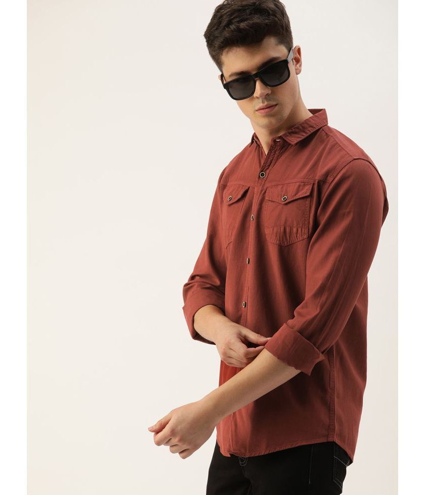     			IVOC - Rust 100% Cotton Slim Fit Men's Casual Shirt ( Pack of 1 )