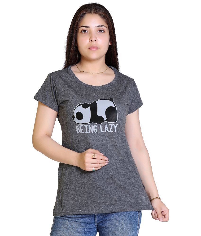     			Infernium - Grey Melange Cotton Blend Regular Fit Women's T-Shirt ( Pack of 1 )