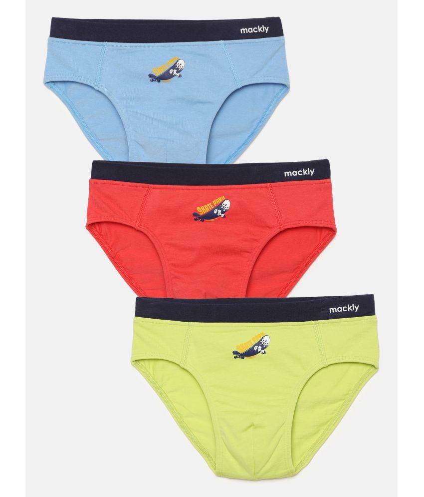     			Mackly Pack of 3 Boys Cotton Blend Briefs ( Blue )