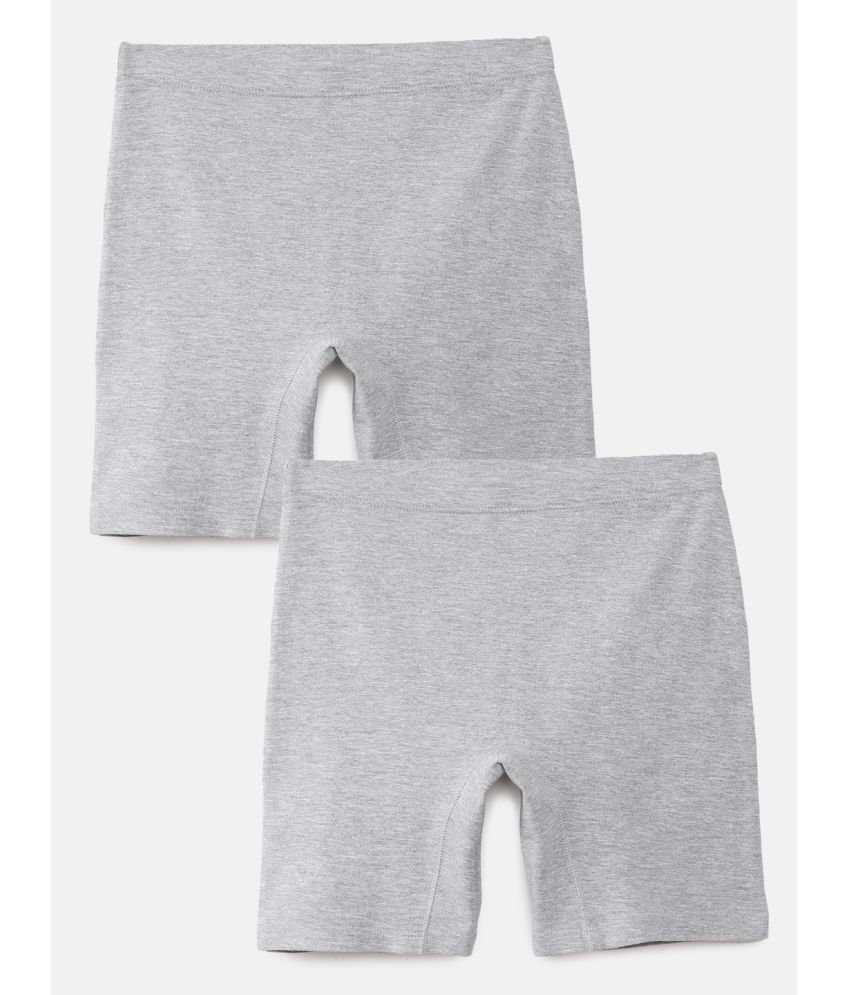     			Mackly Pack of 2 Girls Cotton Blend Hot Pants ( Grey )