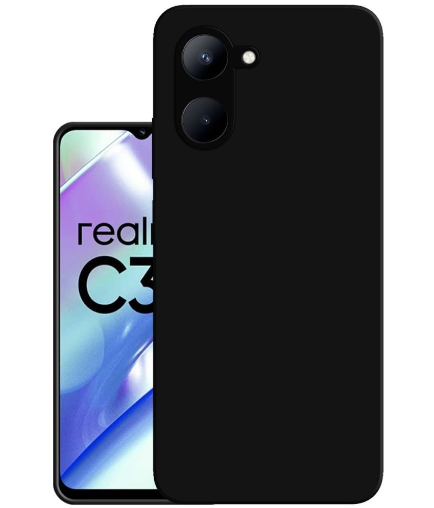     			BEING STYLISH - Black Silicon Plain Cases Compatible For Realme C33 ( Pack of 1 )