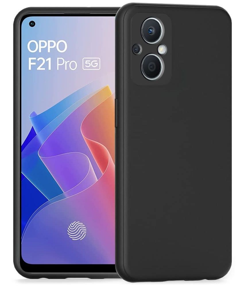     			Spectacular Ace - Black Silicon Plain Cases Compatible For Oppo F21 Pro 5G ( Pack of 1 )