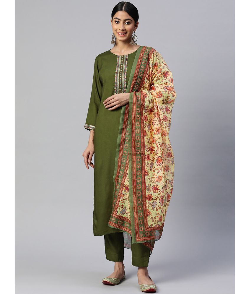     			Vbuyz - Green Straight Rayon Women's Stitched Salwar Suit ( Pack of 1 )