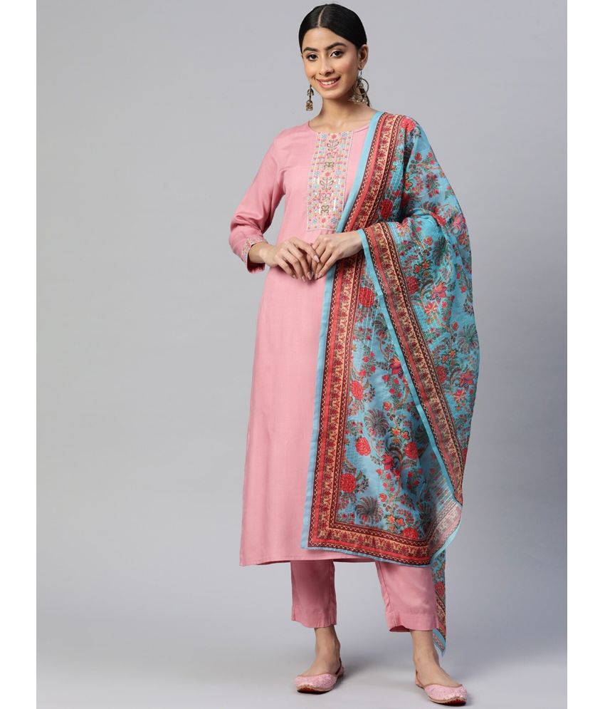     			Vbuyz - Pink Straight Rayon Women's Stitched Salwar Suit ( Pack of 1 )
