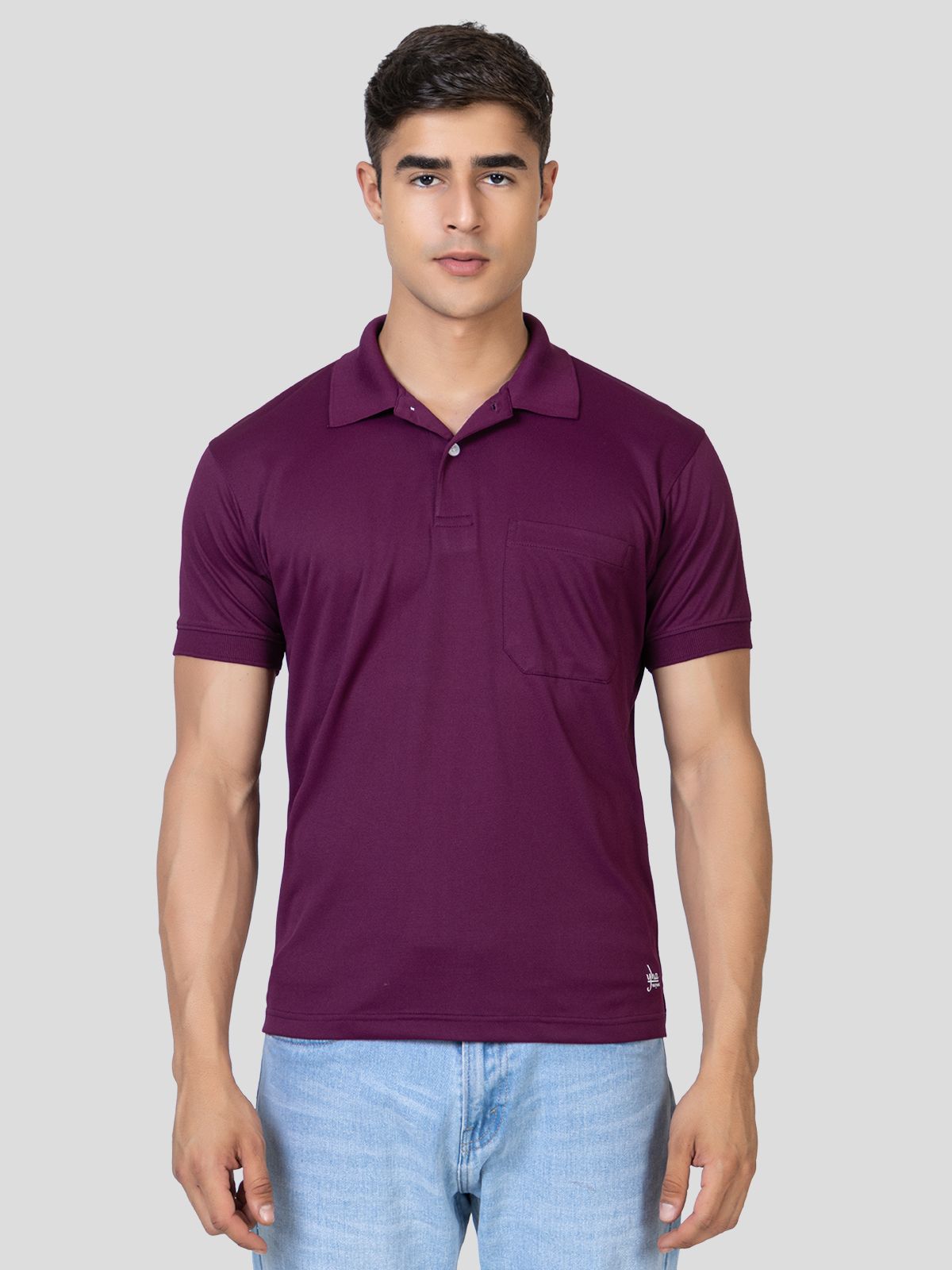     			YHA Pack of 1 Cotton Blend Regular Fit Solid Half Sleeves Men's Polo T Shirt ( Purple )