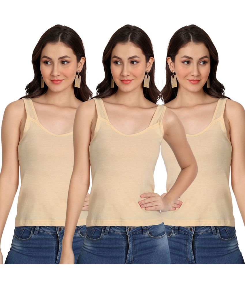     			AIMLY Cotton Camisoles - Beige Pack of 3