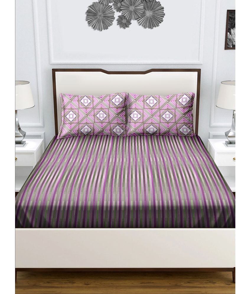     			Bella Casa - Multicolor Cotton Double Bedsheet with 2 Pillow Covers