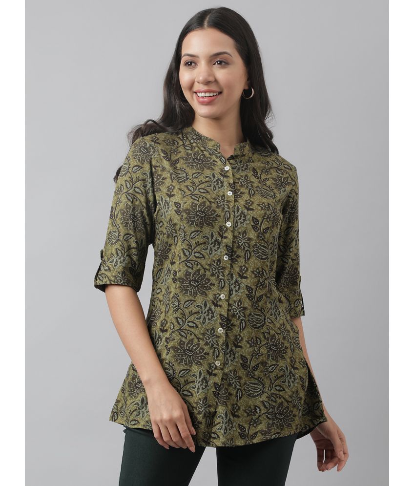     			Divena - Olive Rayon Women's Ethnic Top ( Pack of 1 )