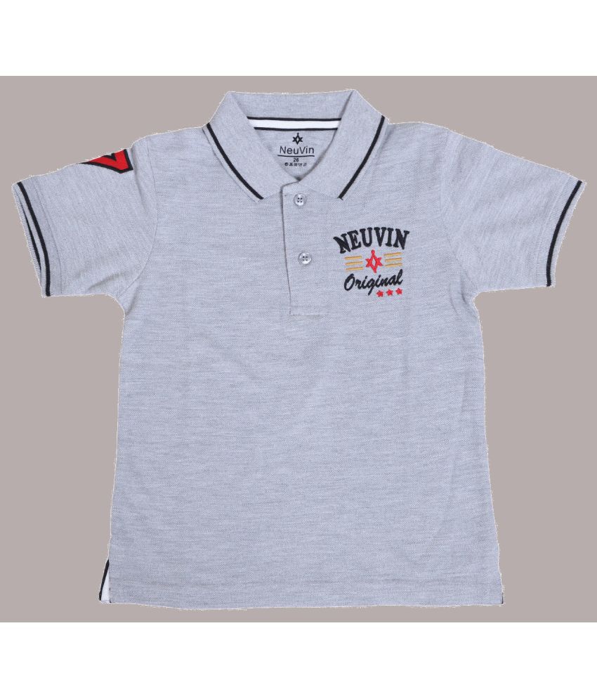     			NEUVIN - Gray Cotton Blend Boy's Polo T-Shirt ( Pack of 1 )