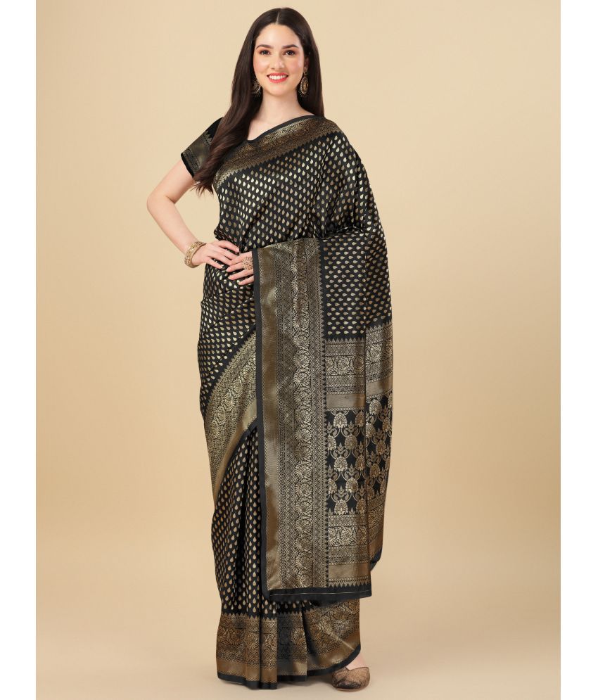     			Rekhamaniyar Fashions - Black Art Silk Saree With Blouse Piece ( Pack of 1 )