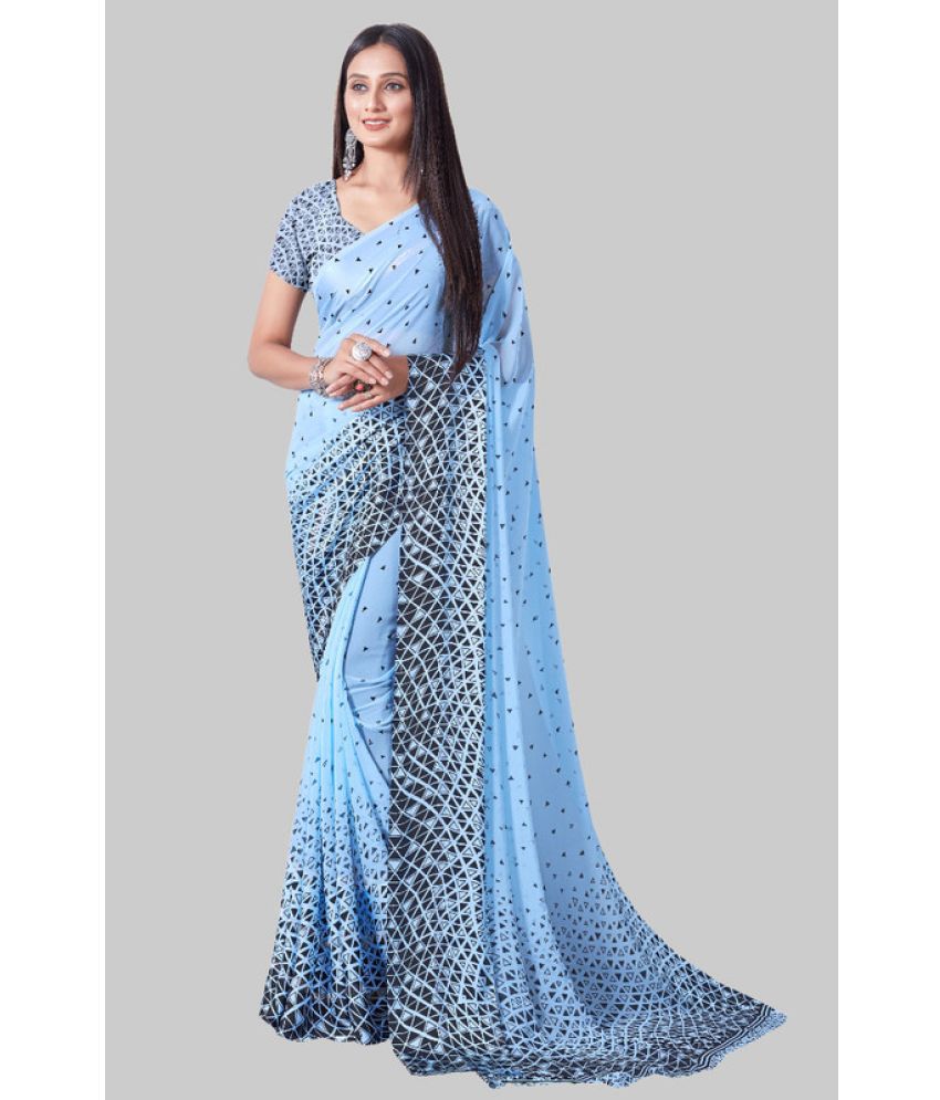     			Sitanjali Lifestyle - Blue Georgette Saree With Blouse Piece ( Pack of 1 )