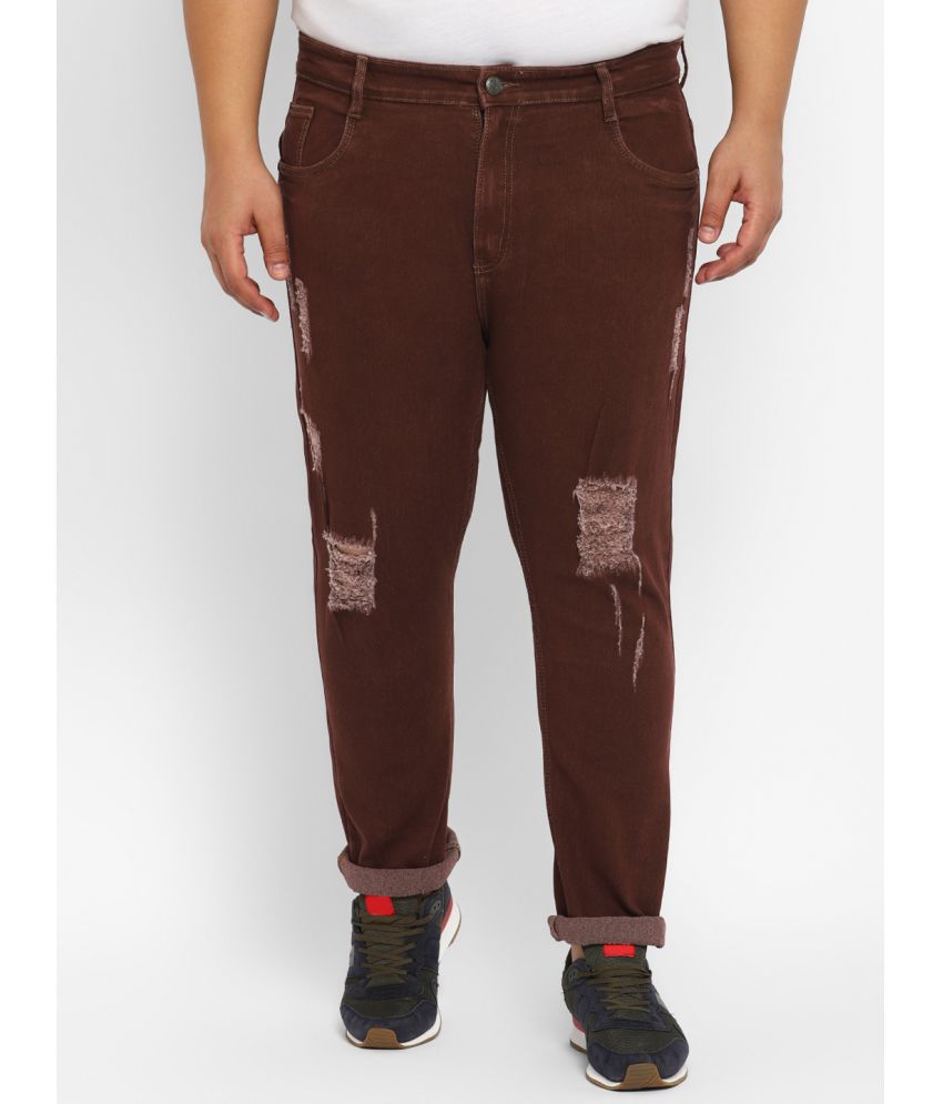     			Urbano Plus - Brown Cotton Blend Regular Fit Men's Jeans ( Pack of 1 )