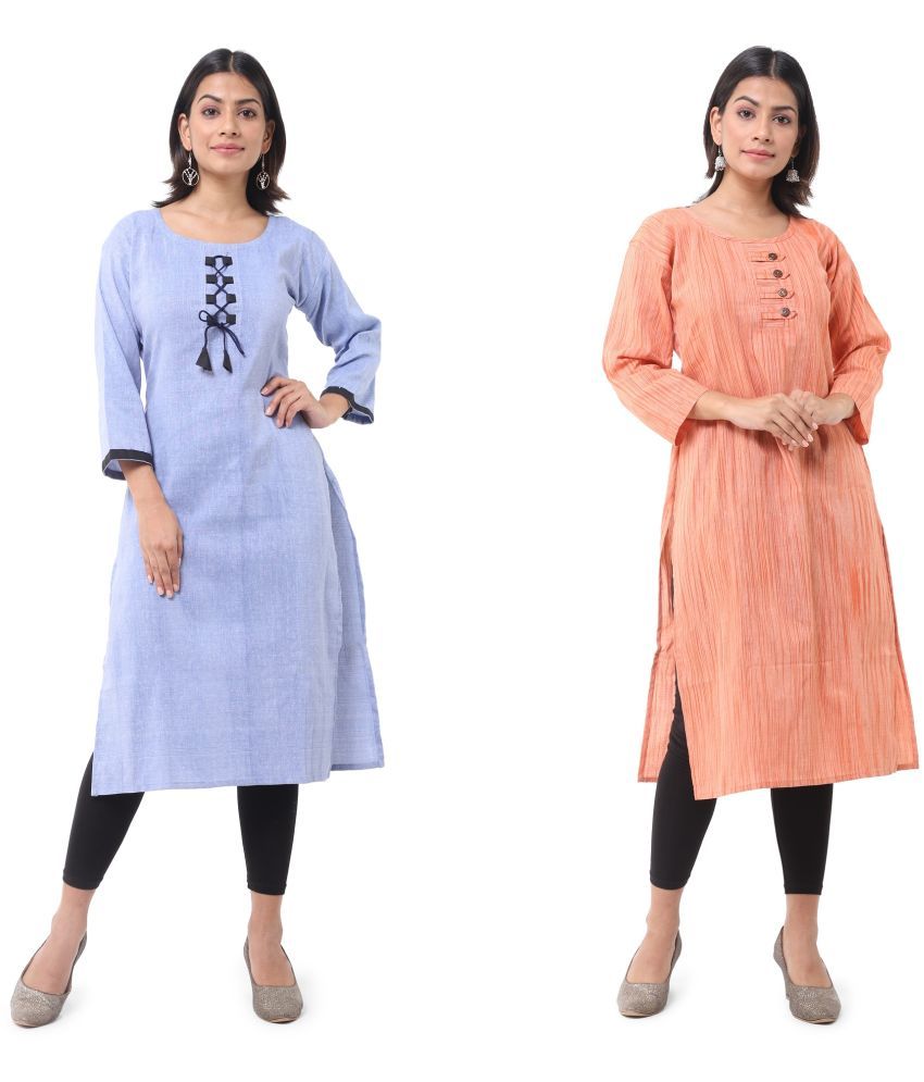     			DESHBANDHU DBK - Multicolor Cotton Women's Straight Kurti ( Pack of 2 )