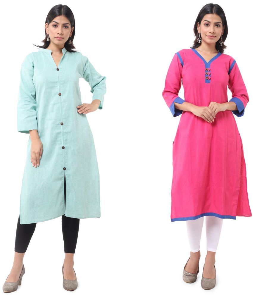     			DESHBANDHU DBK - Multicolor Cotton Women's Straight Kurti ( Pack of 2 )