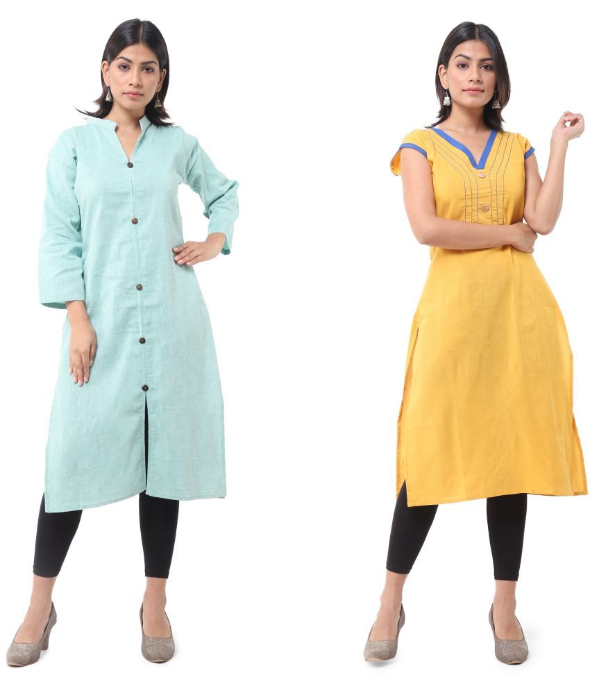     			DESHBANDHU DBK - Multicolor Cotton Women's Straight Kurti ( Pack of 2 )