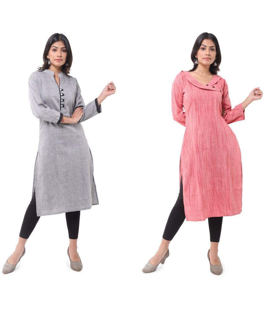     			DESHBANDHU DBK - Multicolor Cotton Women's Straight Kurti ( Pack of 2 )