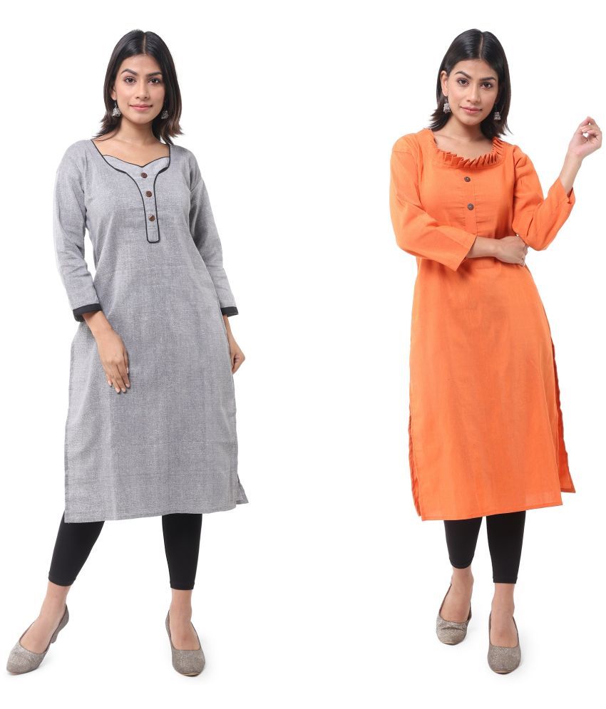     			DESHBANDHU DBK - Multicolor Cotton Women's Straight Kurti ( Pack of 2 )