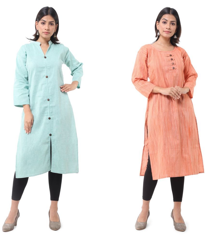     			DESHBANDHU DBK - Multicolor Cotton Women's Straight Kurti ( Pack of 2 )