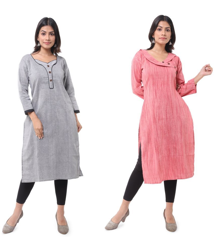     			DESHBANDHU DBK - Multicolor Cotton Women's Straight Kurti ( Pack of 2 )