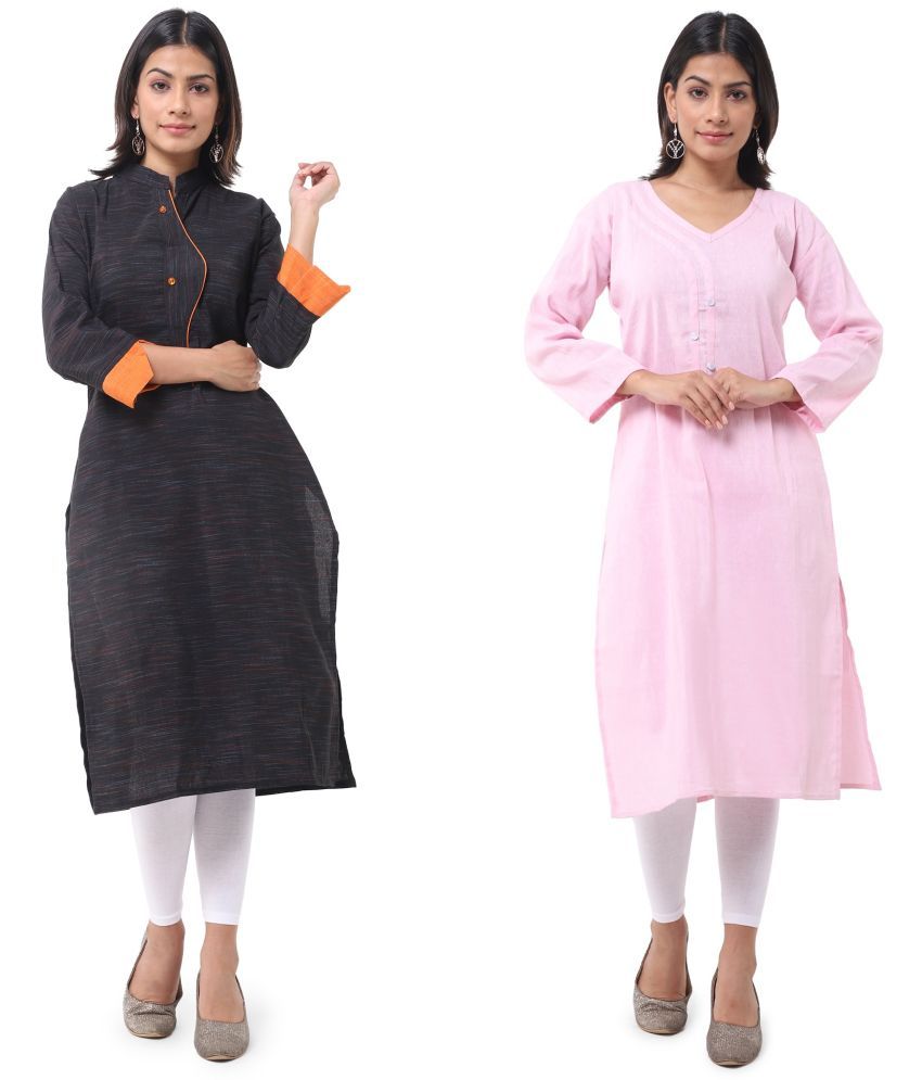     			DESHBANDHU DBK - Multicolor Cotton Women's Straight Kurti ( Pack of 2 )