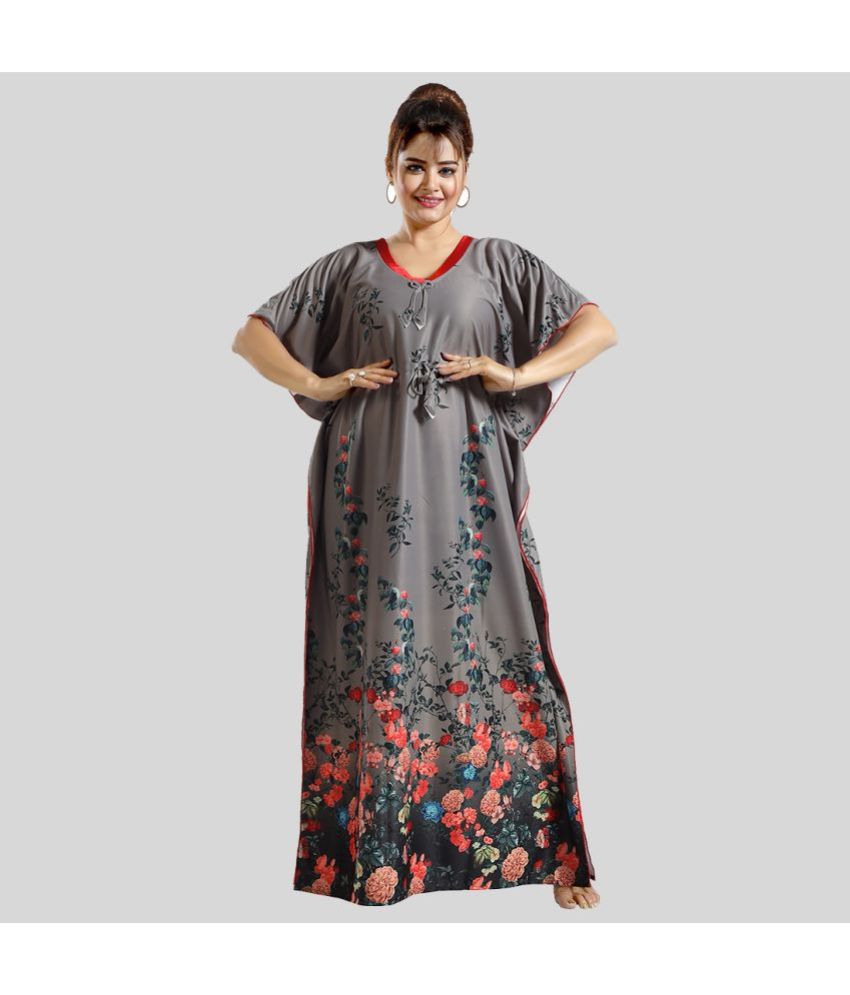     			Gutthi - Multi Color Satin Women's Nightwear Kaftan Night Dress ( Pack of 1 )