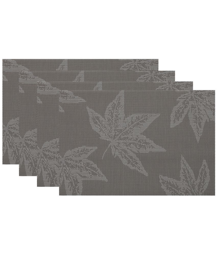     			HOKIPO PVC Floral Rectangle Table Mats 45 cm 30 cm Pack of 4 - Gray