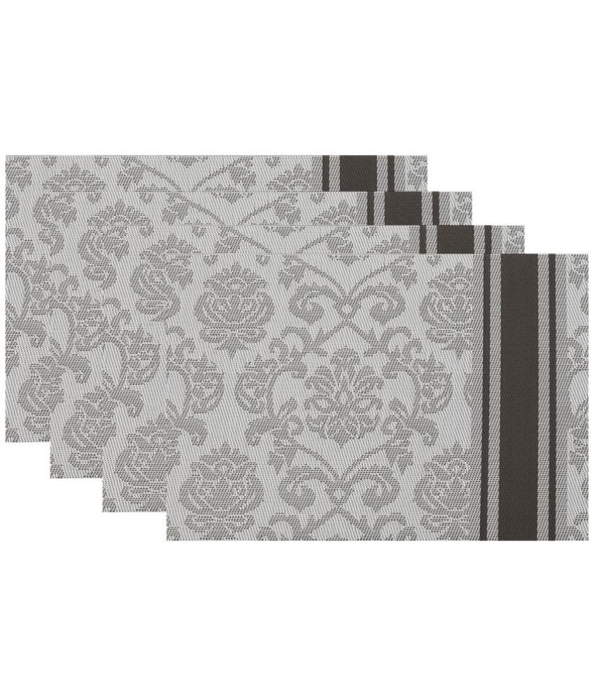     			HOKIPO - Gray Ethnic PVC 4 Seater Table Mats ( Pack of 4 )