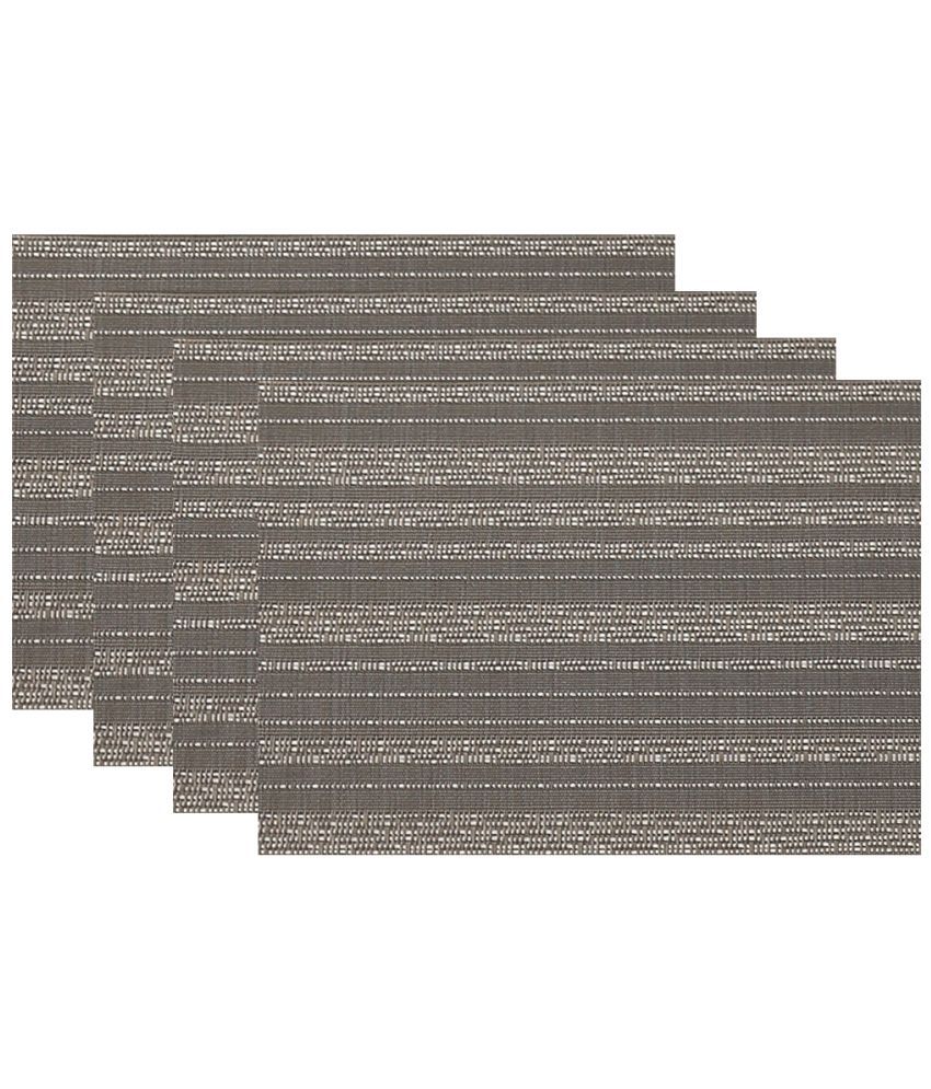     			HOKIPO PVC Horizontal Striped Rectangle Table Mats 45 cm 30 cm Pack of 4 - Gray