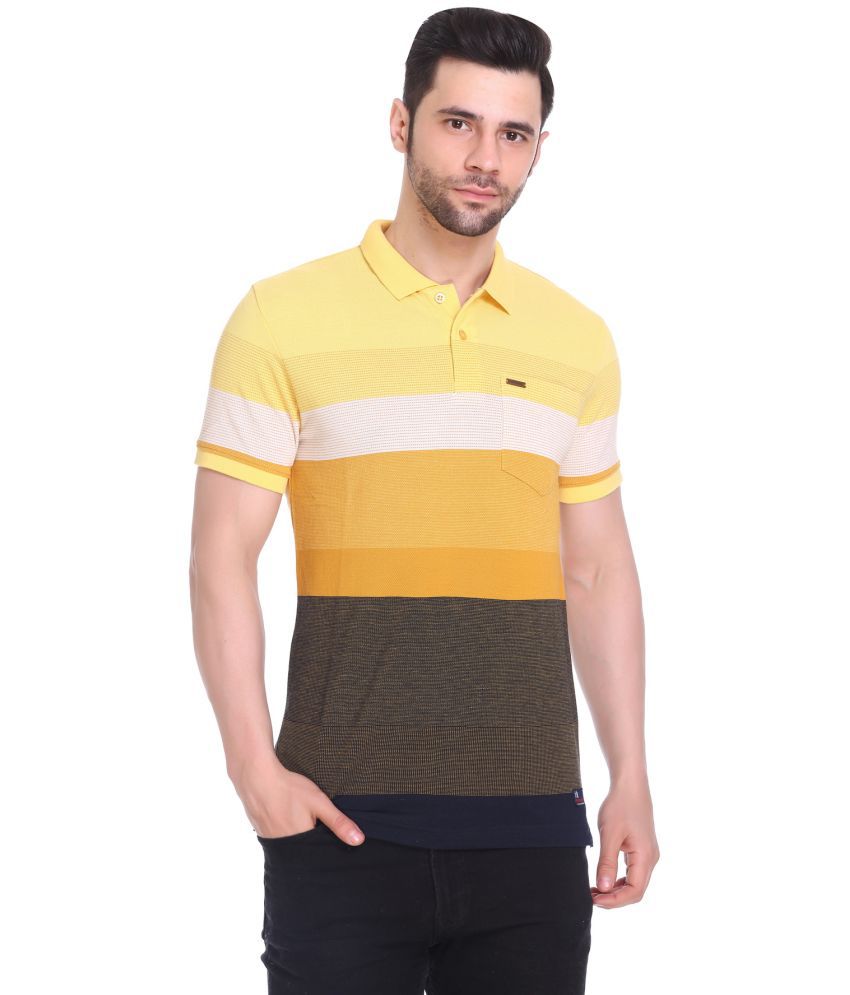     			TK TUCK INN - Yellow Cotton Blend Regular Fit Men's Polo T Shirt ( Pack of 1 )