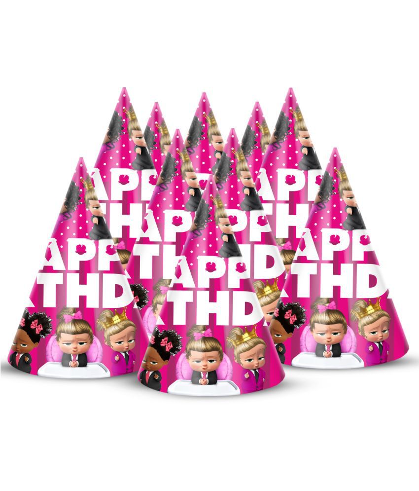     			Zyozi Girl Boss Baby Theme Birthday Party Hats, Happy Birthday Cone Party Hats for Kids Birthday Party - Girl Boss Baby theme Birthday Party Supplies and Decorations (Pack of 10)