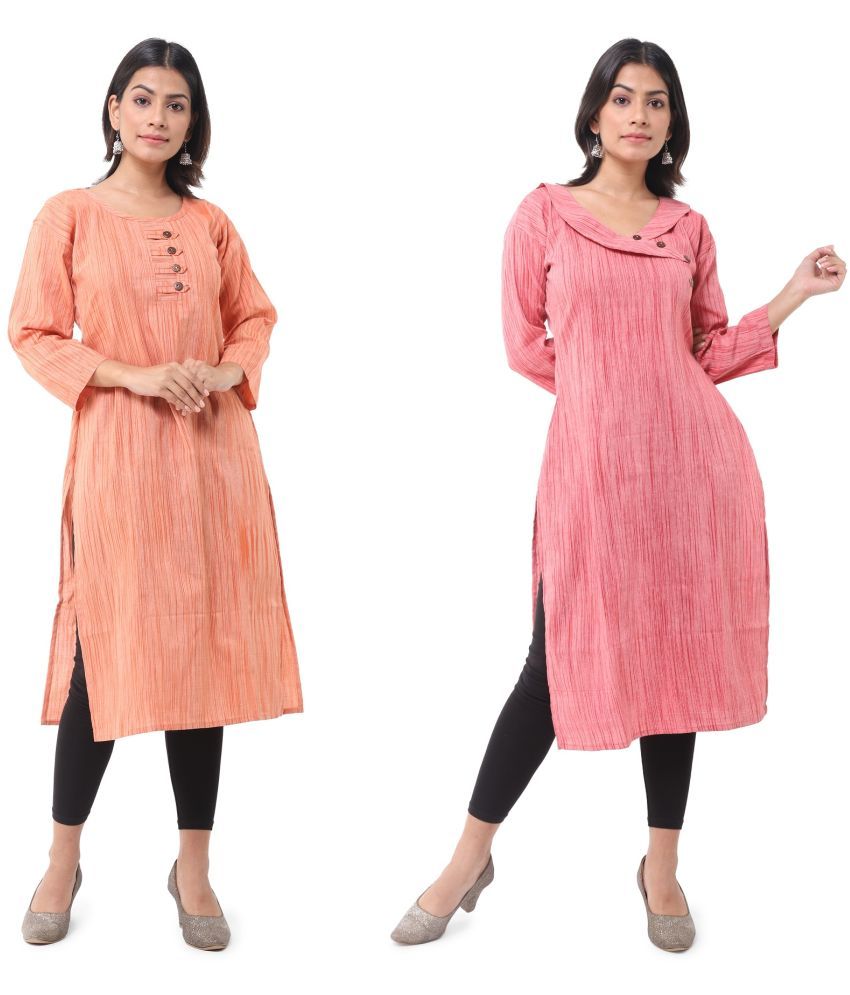     			DESHBANDHU DBK - Multicolor Cotton Women's Straight Kurti ( Pack of 2 )