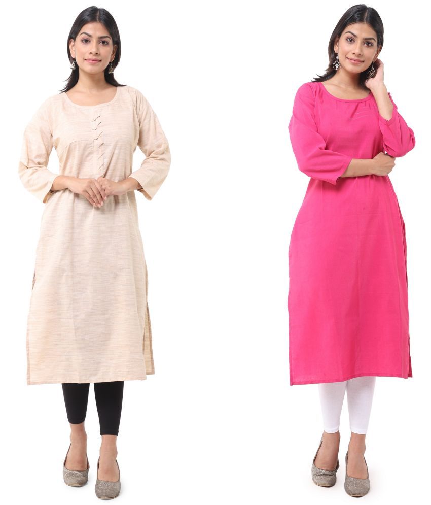     			DESHBANDHU DBK - Multicolor Cotton Women's Straight Kurti ( Pack of 2 )