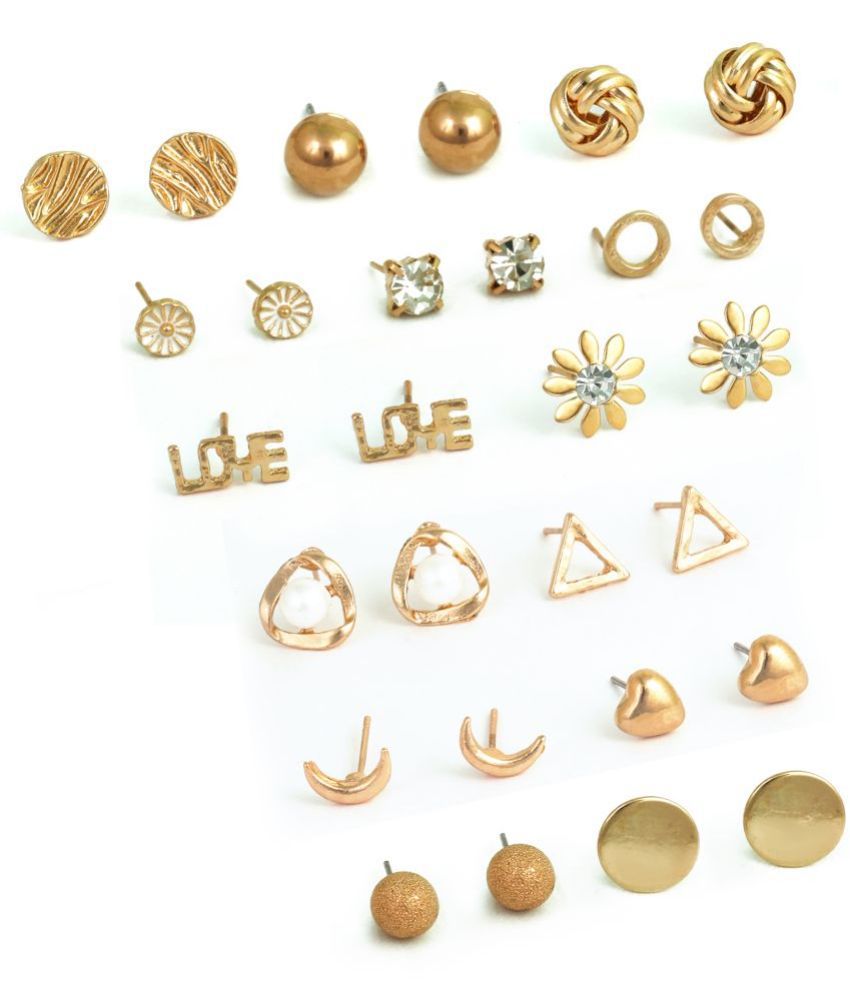     			FASHION FRILL - Golden Stud Earrings ( More Than 10 )