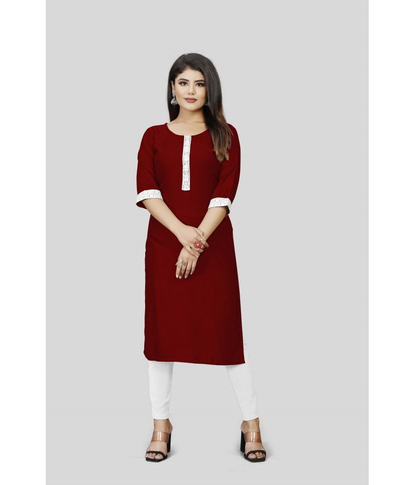     			HELWIN DESIGNER - Red Rayon Women's Straight Kurti ( Pack of 1 )