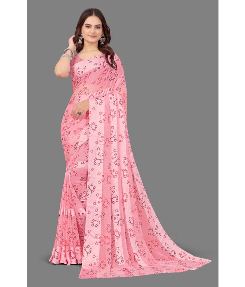     			Sanjana Silks - Pink Georgette Saree With Blouse Piece ( Pack of 1 )