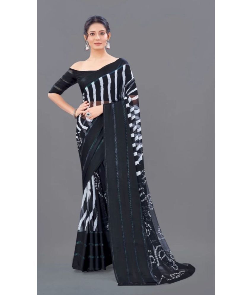     			Sanwariya Silks - Black Georgette Saree With Blouse Piece ( Pack of 1 )