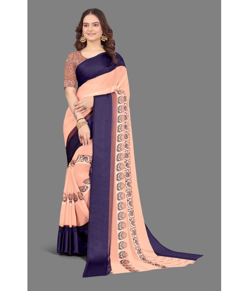     			Sitanjali - Peach Georgette Saree With Blouse Piece ( Pack of 1 )
