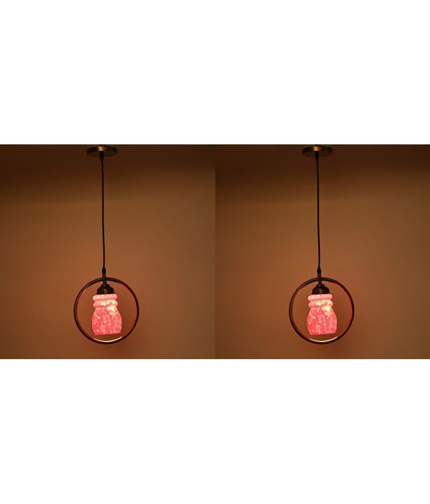     			Somil Glass Ceiling Light Pendant Pink - Pack of 2
