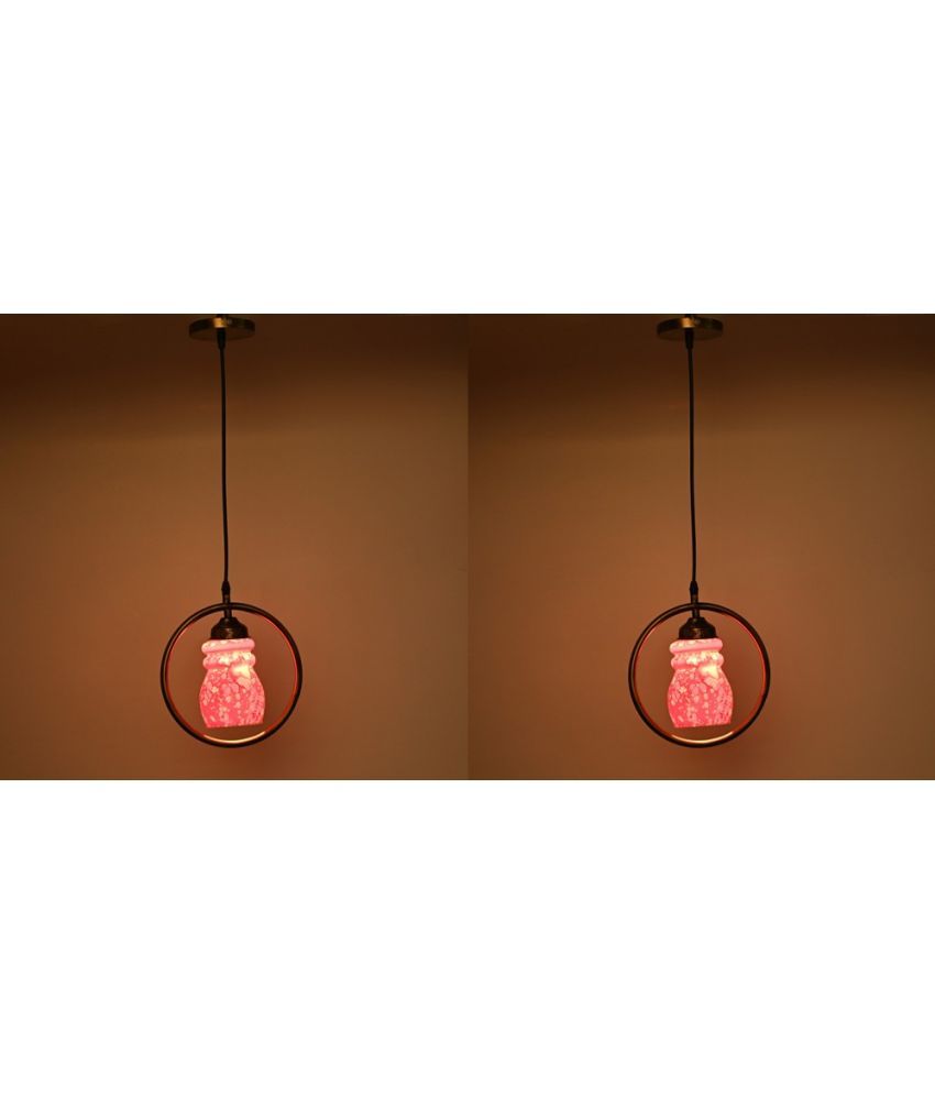     			Somil Glass Ceiling Light Pendant Pink - Pack of 2